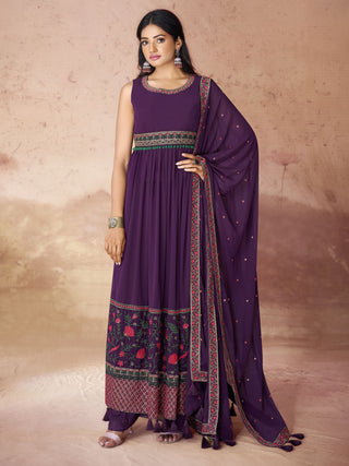 Wine color georgette salwar suit