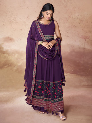 Wine color georgette salwar suit for women