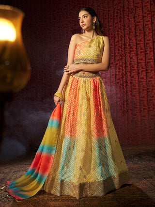 Yellow Organza Lehenga for haldi
