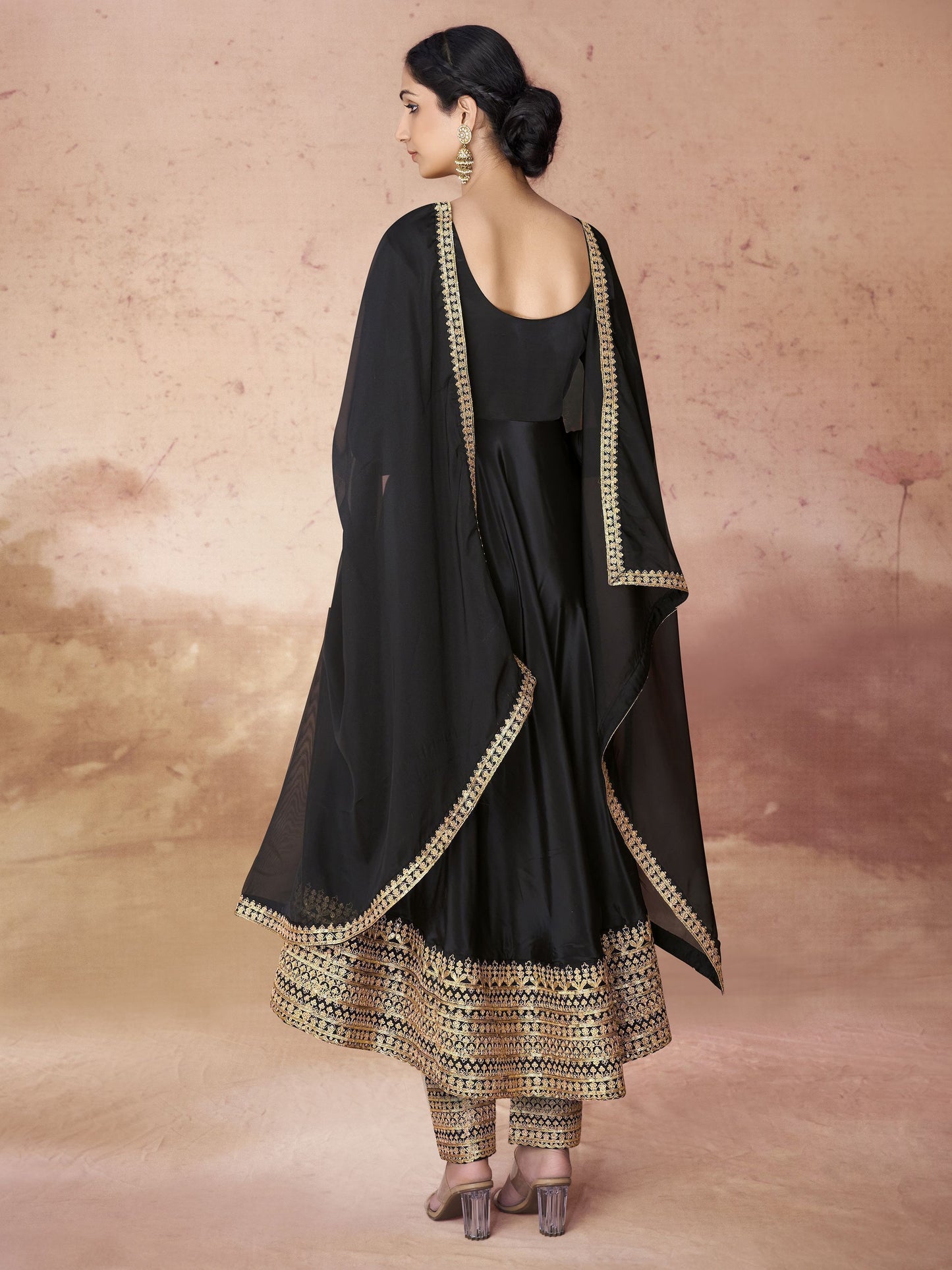 Black color wedding wear soft salwar suit
