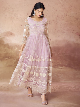 Pink color soft net salwar suit for women online