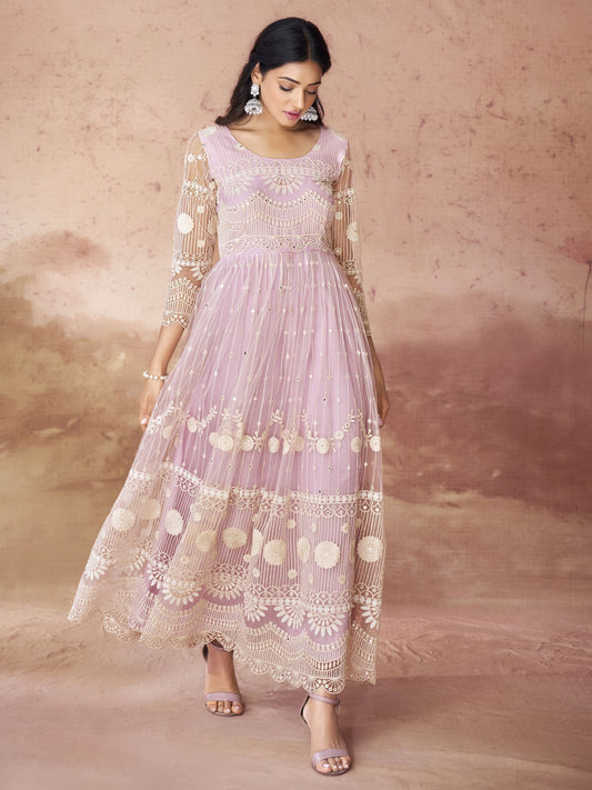 Pink color soft net salwar suit for women online