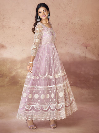 Pink color soft net salwar suit for women images