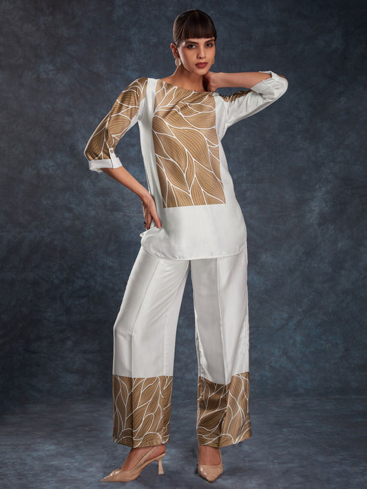 White color linen printed top and pant price