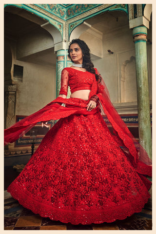 red lehenga for wedding