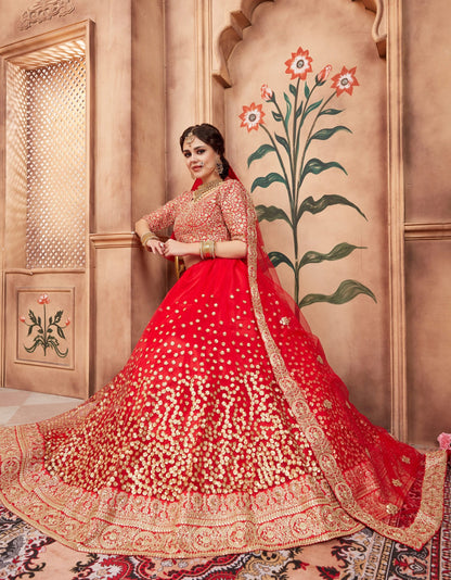 red and white lehenga designs