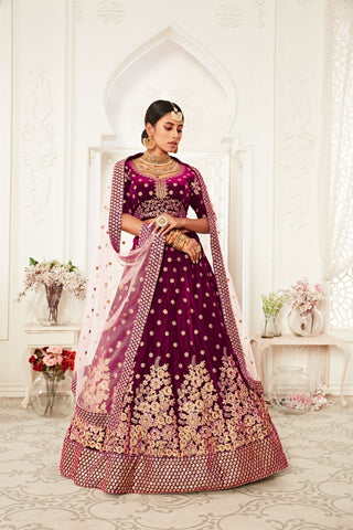 velvet Purple lehenga