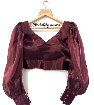 Chocholaty Maroon Blouse For Lehenga Choli