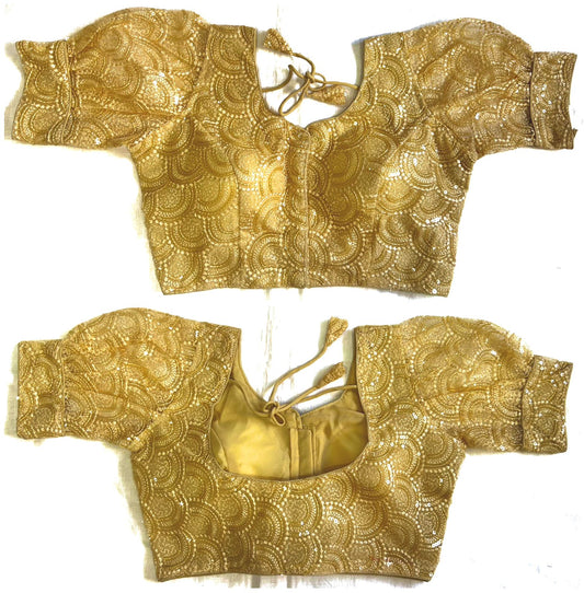 Beige color net sarees blouse for women