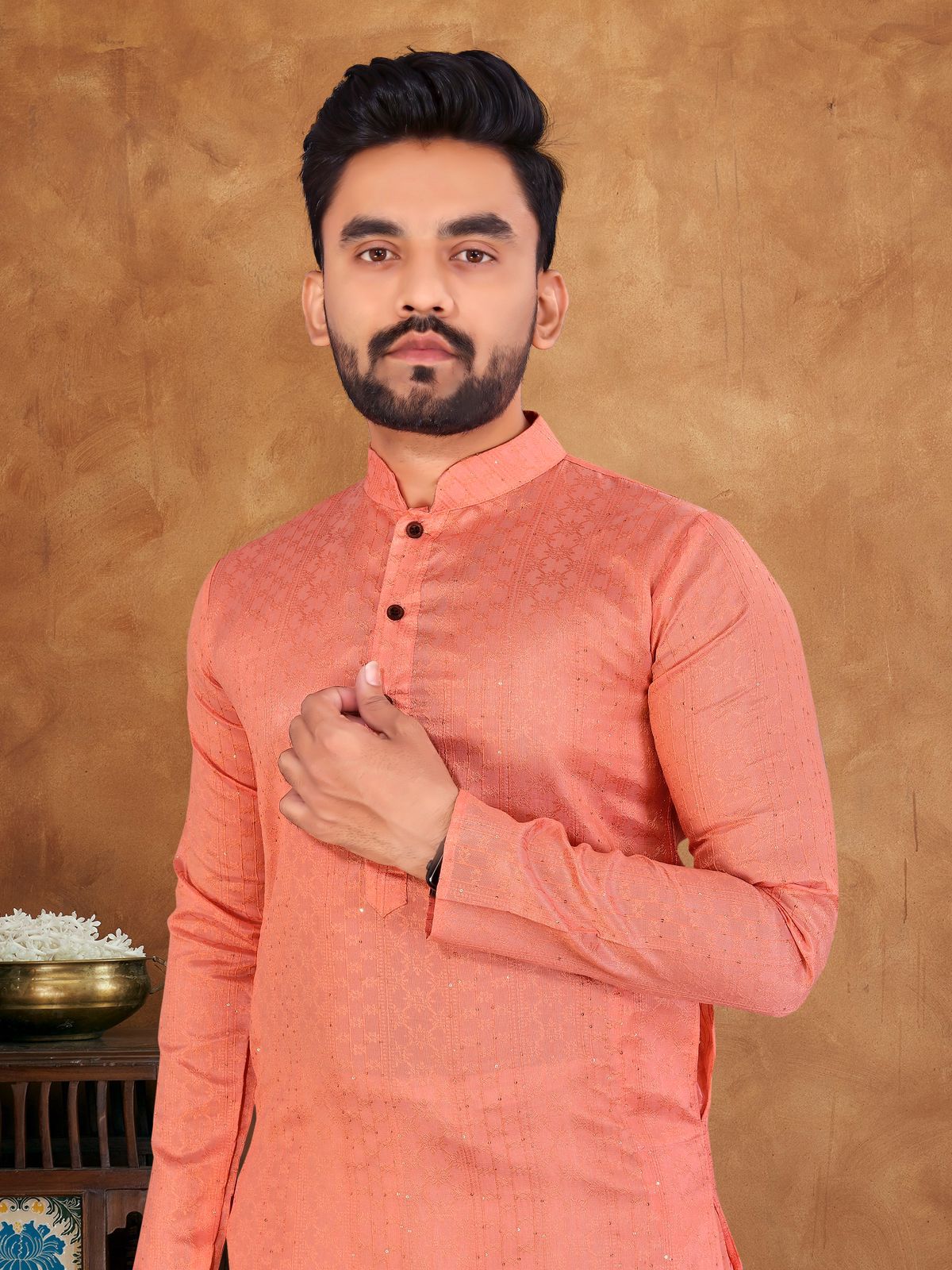 Peach designer kurta online 