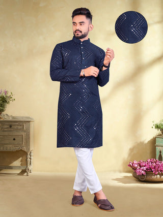 Beautiful Zig Zag Mirror Work Kurta For Men's