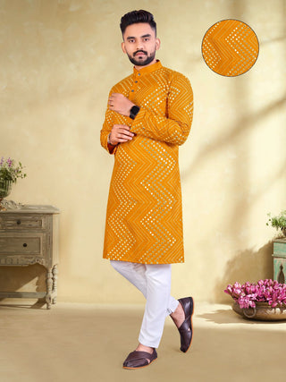 Beautiful Zig Zag Mirror Work Kurta For Men's