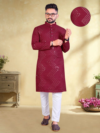 Beautiful Zig Zag Mirror Work Kurta For Men's