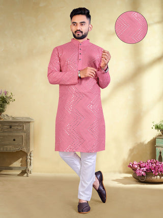 Beautiful Zig Zag Mirror Work Kurta For Men's