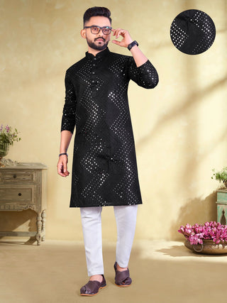 Beautiful Zig Zag Mirror Work Kurta For Men's