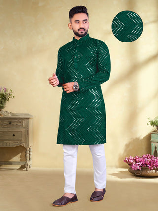 Beautiful Zig Zag Mirror Work Kurta For Men's