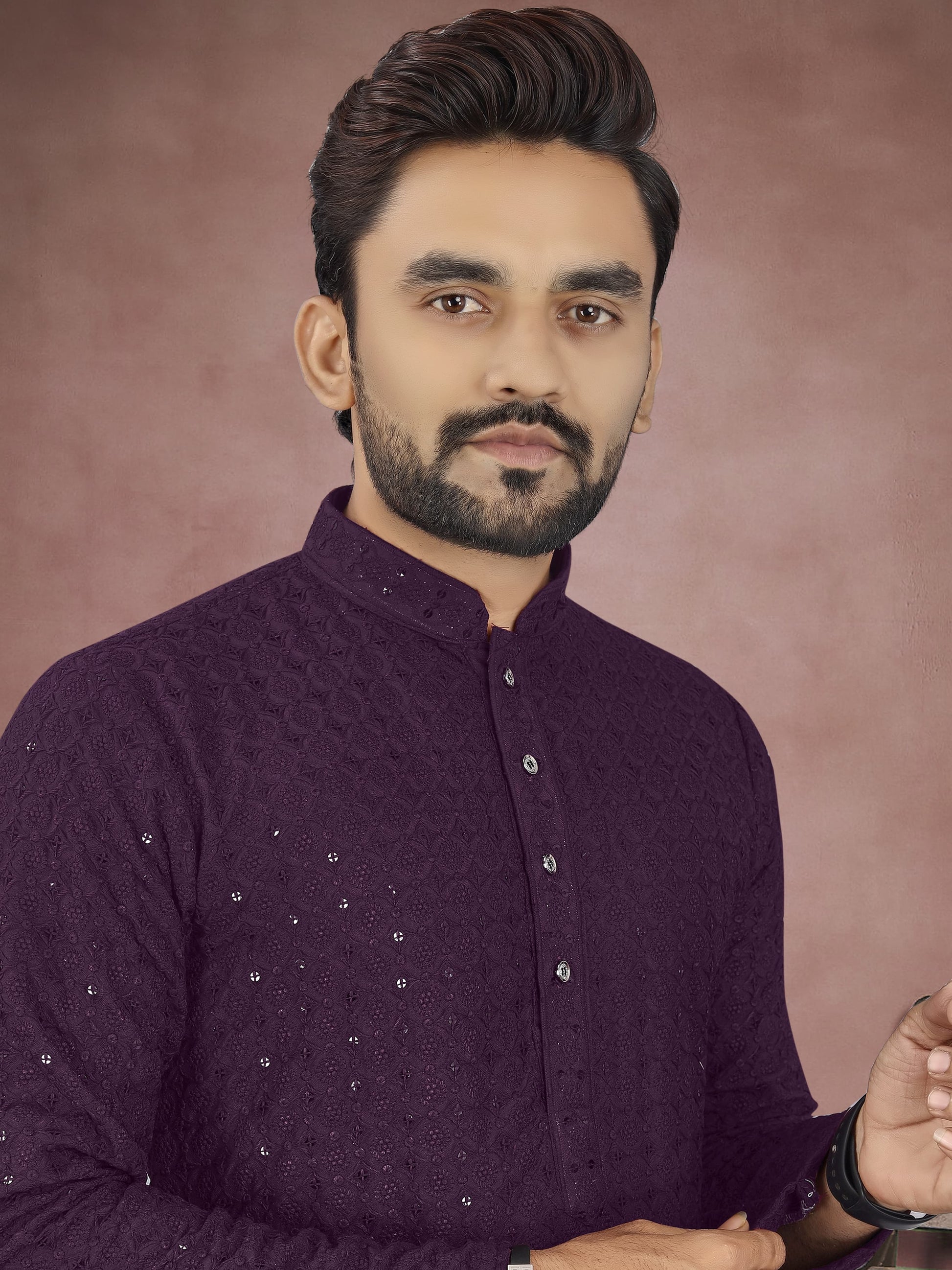 Pure cotton lucknowi kurta for men
