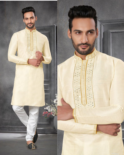 White color stylish sequins work kurta