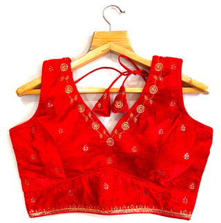 Red velvate stylish blouse design