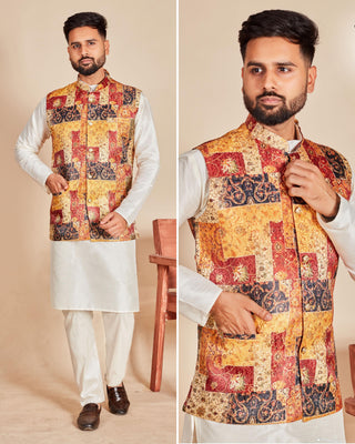 Wedding Clothing Koti Kurta Set For Men