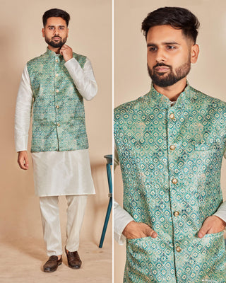 Wedding Clothing Koti Kurta Set For Men