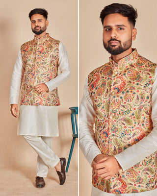 Wedding Clothing Koti Kurta Set For Men