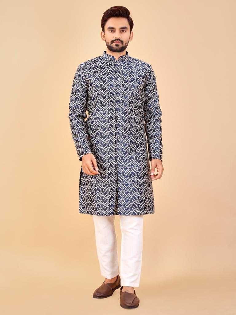 Blue color silk kurta