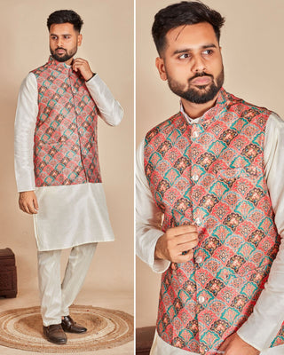 Ready to Wear Kurta Koti Pyjama Set