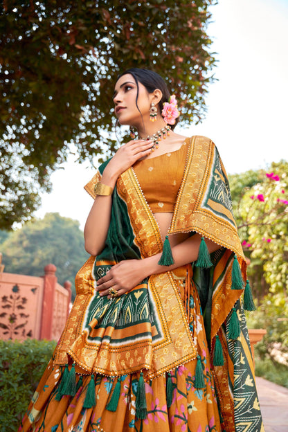 Silk patola foil print design lehenga choli latest