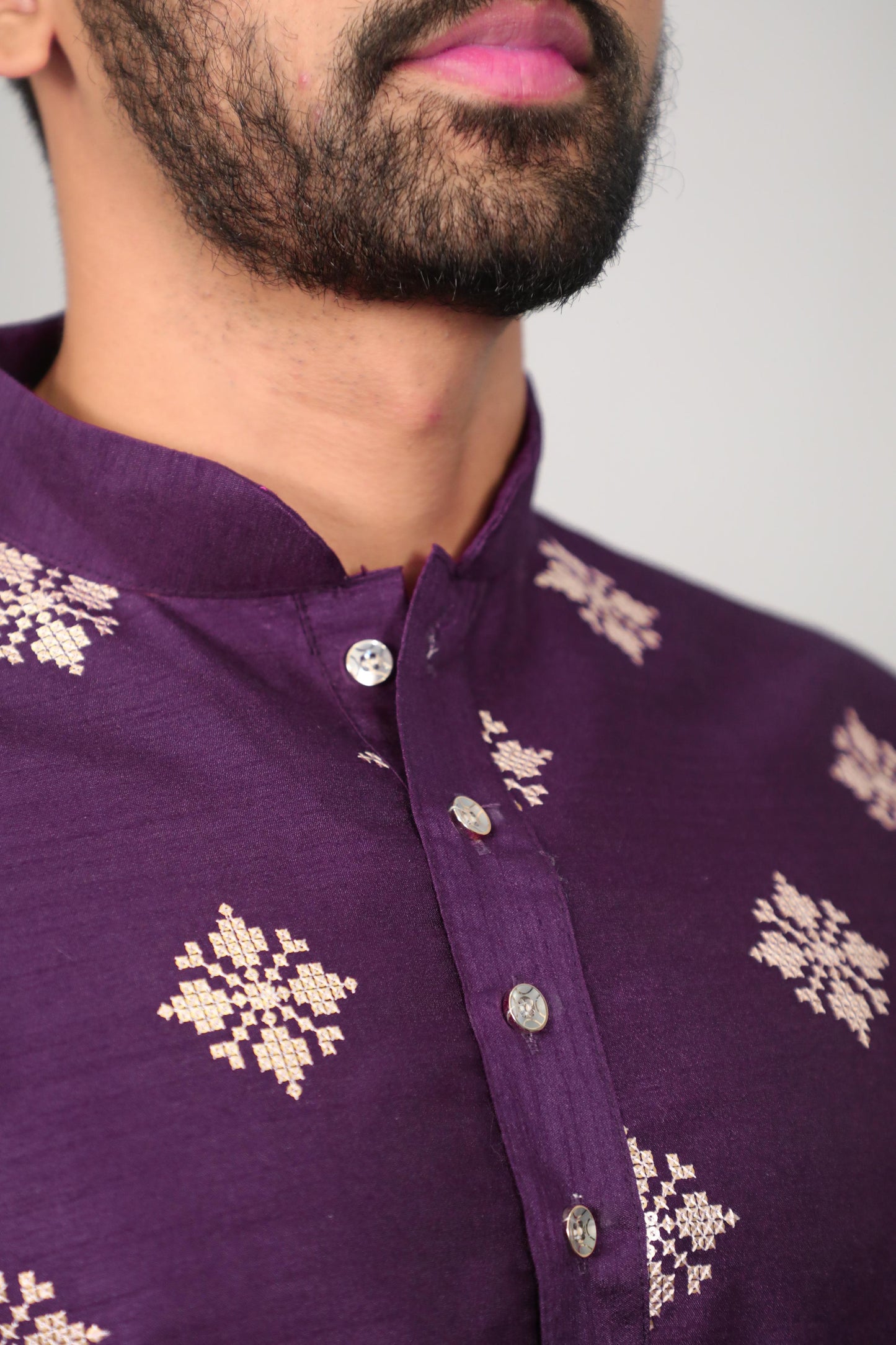 Purple Color Traditional Mens Party Wear Kurta Pajama Sets