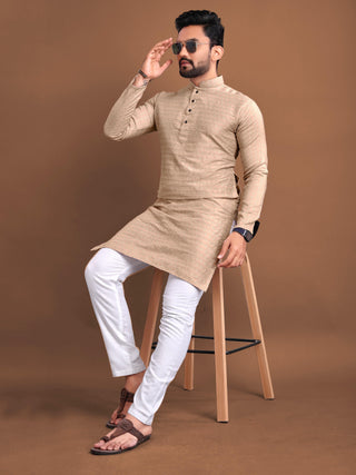 Premium Golden Poshak Mens Kurta Pajama Set