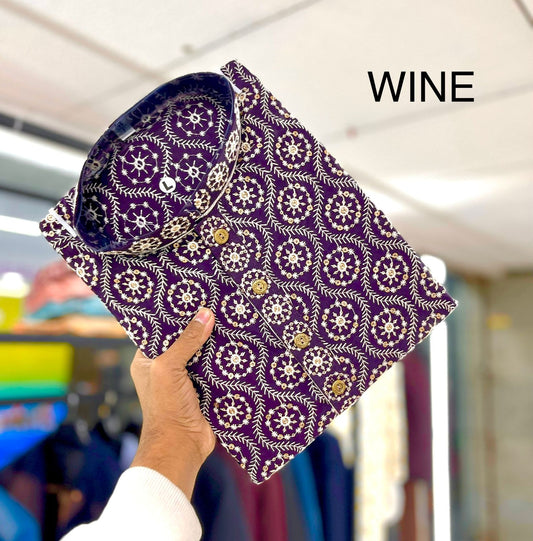 Wine color cotton kurta