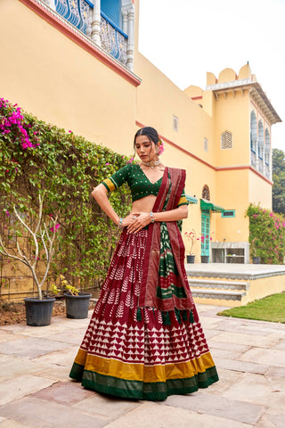 Maroon Color Traditional lehenga choli dola silk with price