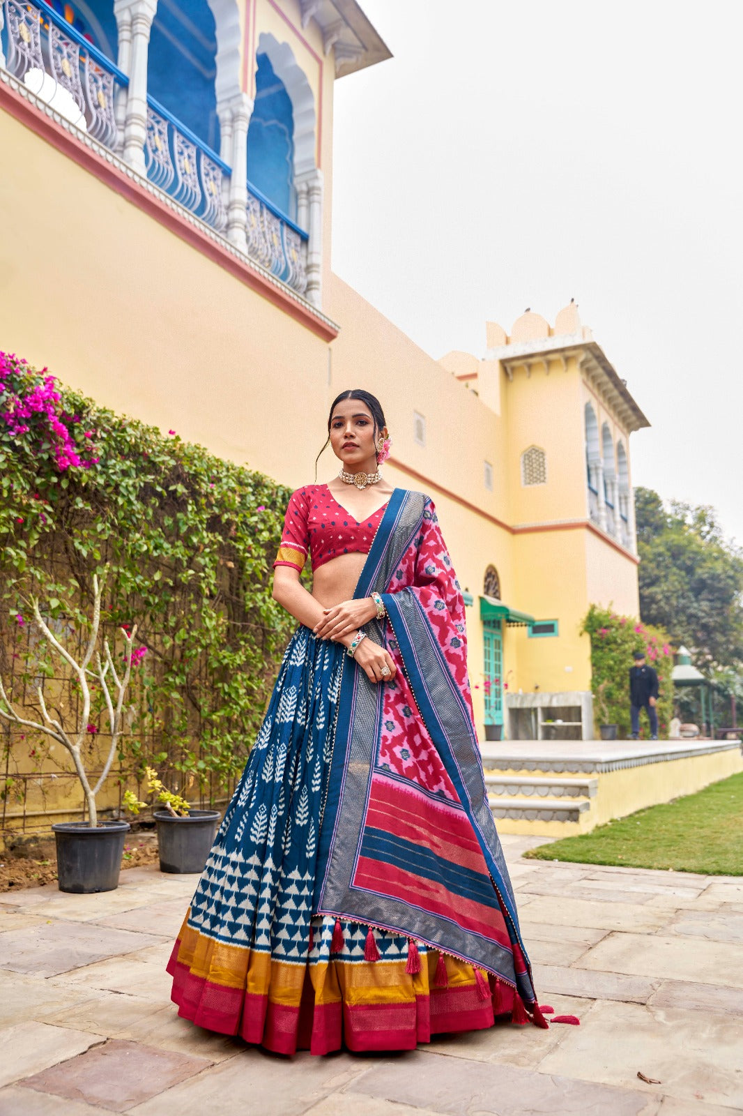 Blue Color Traditional lehenga choli dola silk with price