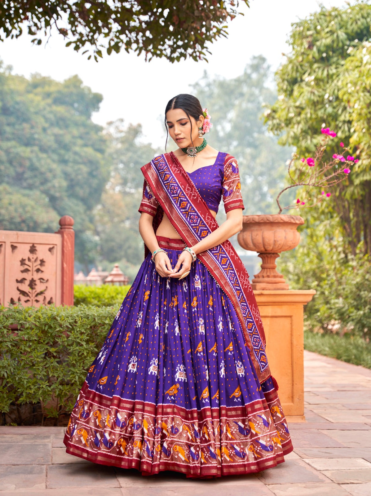 Purple silk lehenga for wedding