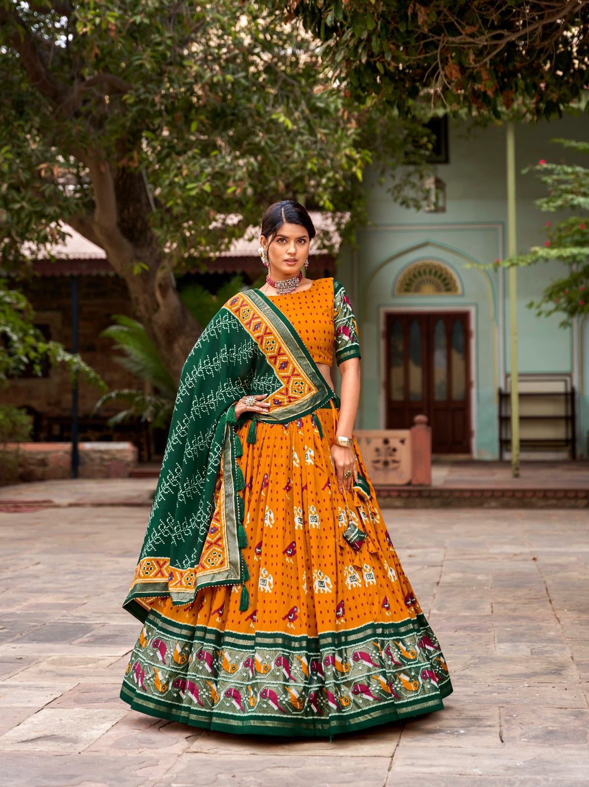 Mustard Silk lehenga choli with dupatta