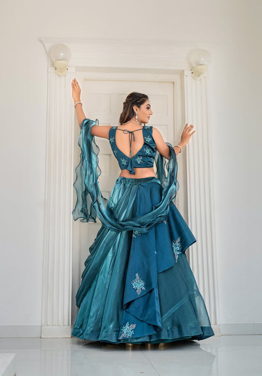 Rama Blue Designer Couple Wear Outfit For Party Wear