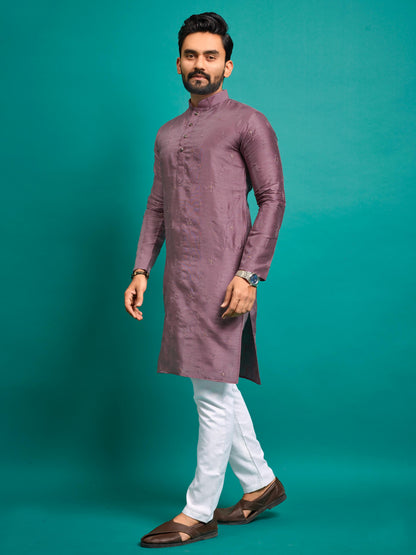 Silk onion color kurta pajama for men
