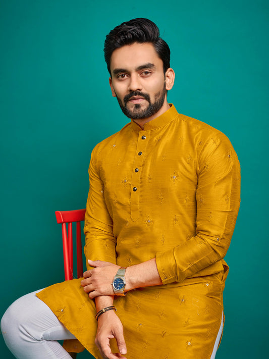 Yellow Kurta Pajama for Haldi
