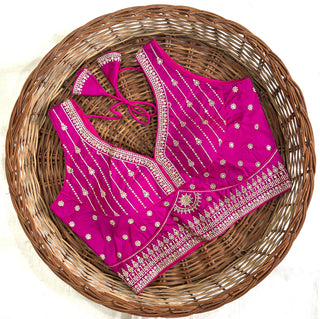 Pink color heavy saree blouse