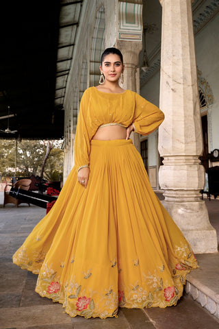 mustard lehenga choli