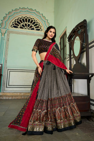 Grey Color Traditional Silk Lehenga Choli