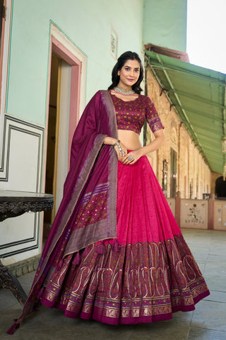 Pink Color Latest Printed Lehenga designs