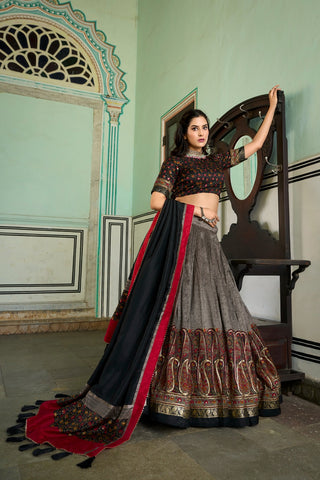 Silk print design lehenga choli simple