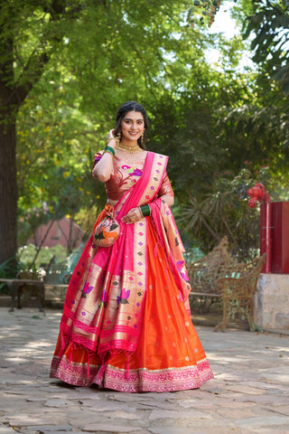 orange paithani lehenga choli ragthm online usa