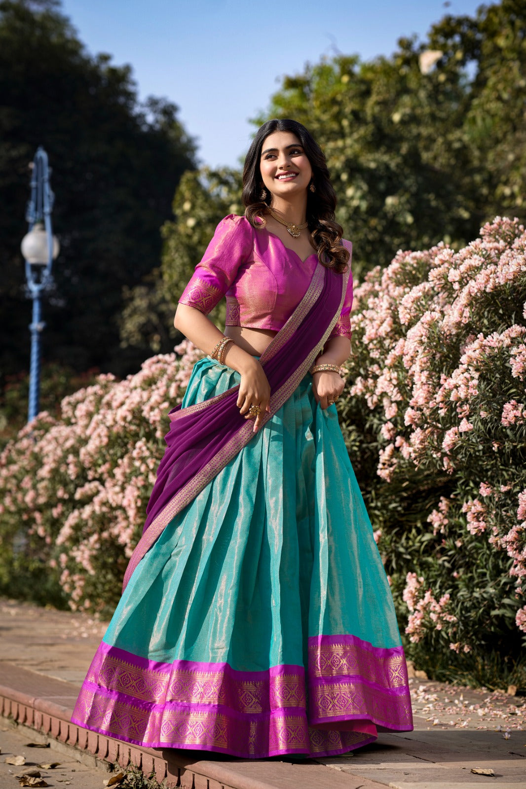 Kanchipuram silk lehenga choli with dupatta readymade
