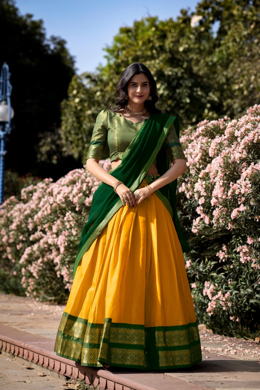 Yellow Kanjivaram Lehenga With Blouse

