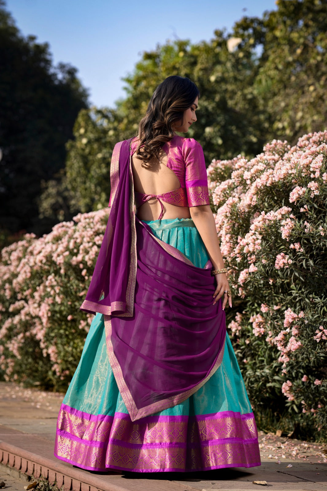 Kanchipuram silk lehenga choli with dupatta online
