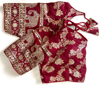 Maroon color saree blouse images