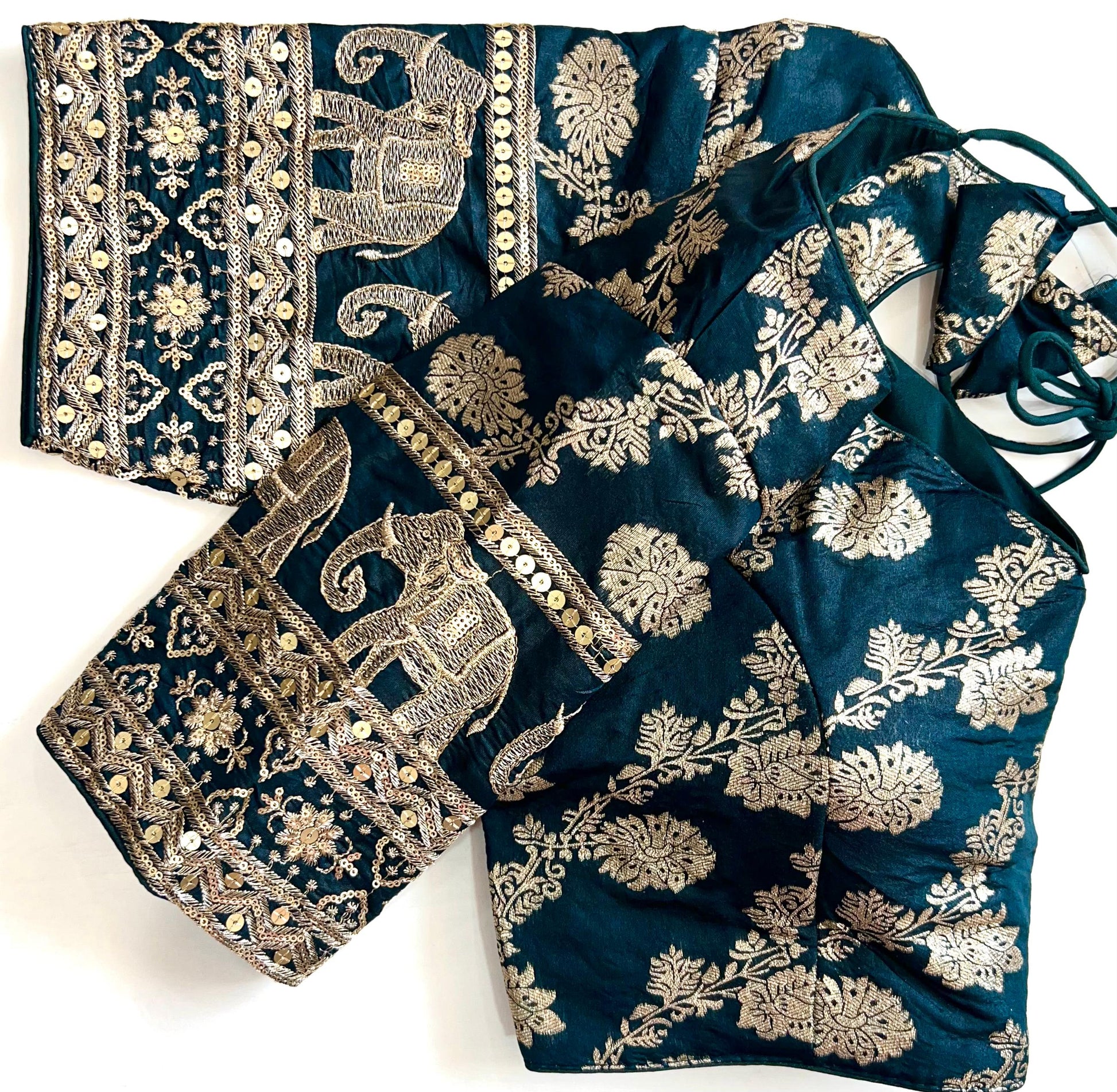 Dark Rama Saree blouse designs Latest
